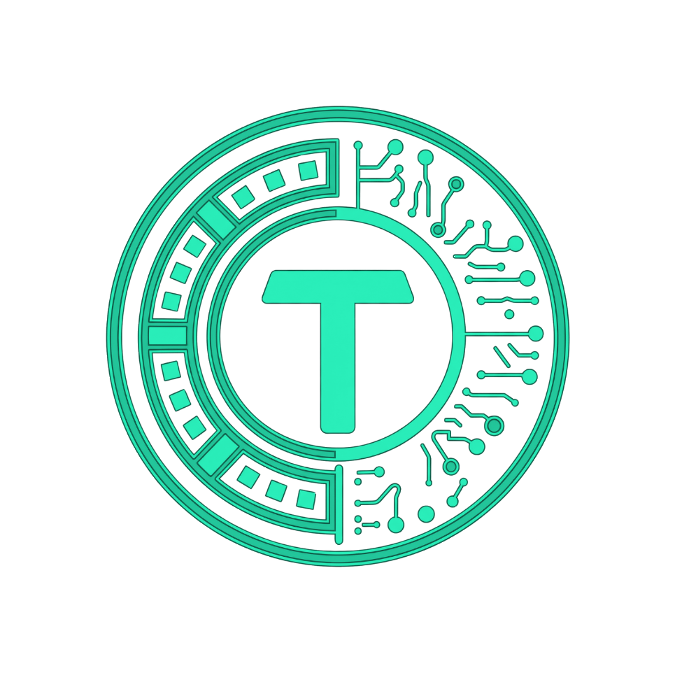 Tapin Wallet Logo - Stylized T with circuit board pattern